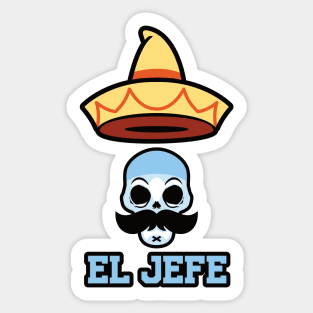 El Jefe Funny The Boss Skull Sticker